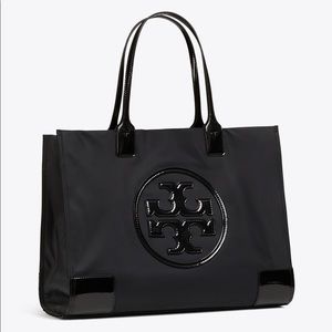 Tory Burch Ella Patent Mini Tote in Black